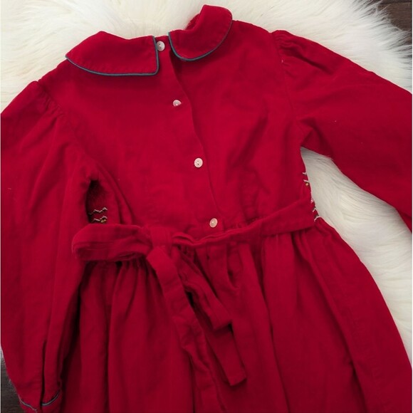 Vintage Vive La Fete Red Holiday Christmas Dress Smocked Embroidered Girls 6 - Picture 5 of 5